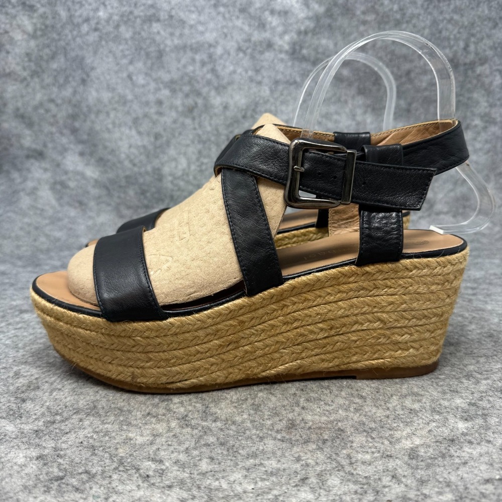 Eric Michael Womens Wedge Heel Ankle Strap Espadrilles Sandals Sz 10-11 Black - Picture 2 of 10